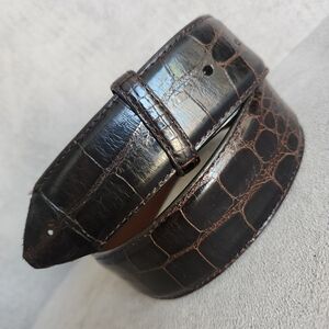Genuine crocodile belt strap men's 28 black animal glossy luxury Made USA new